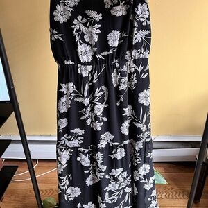 Floral Black and White Maxi Dress